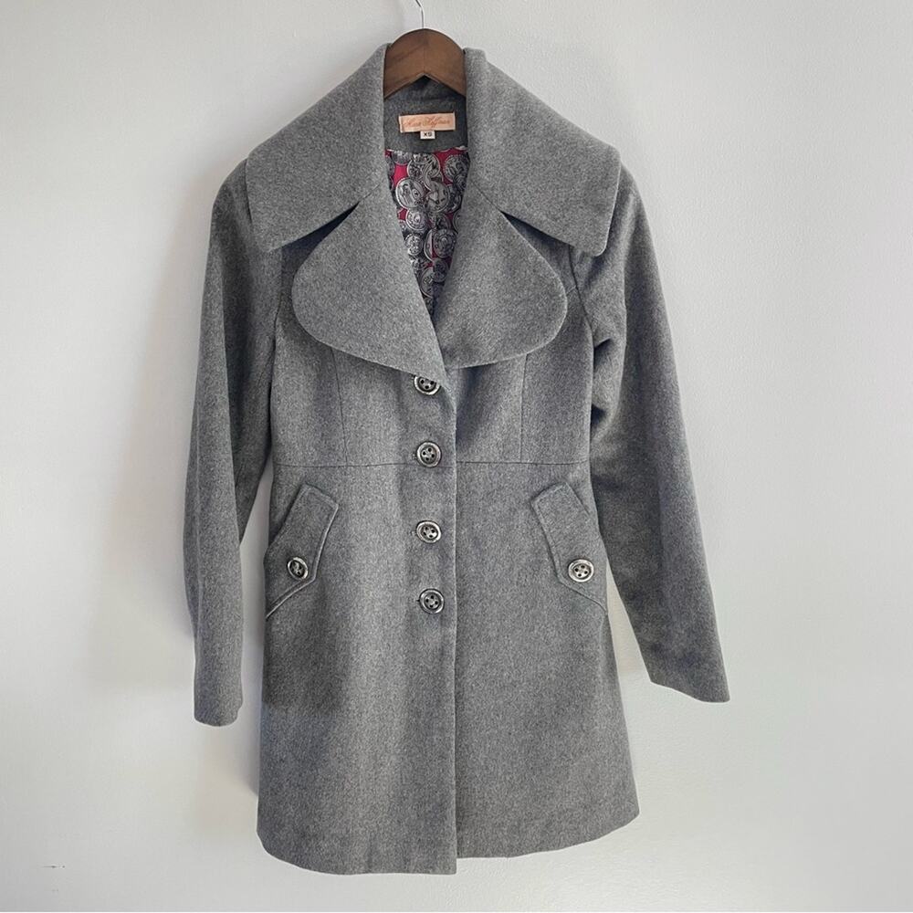 Mara Hoffman | Women’s Black 100% Camel Hair Peacoat Pea Coat Jacket Trench Grey